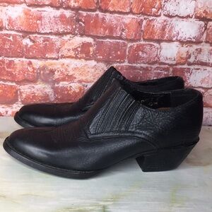 Road Wolf Black Low Cowboy Western Ankle Booties